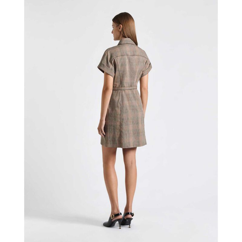 Cue European Linen Wool Check Mini Dress image number 1